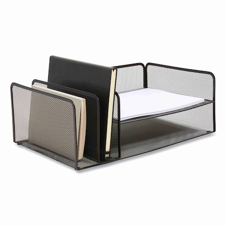 Tru Red Wire Mesh Combo Organizer, Vertical/Horizontal, 4 Section, Letter-Size, 11.2x17.4x6.54, Matte Black TR57538-CC